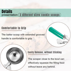 Saebye usando la cuchara para porcionar masa de galletas sin esfuerzo