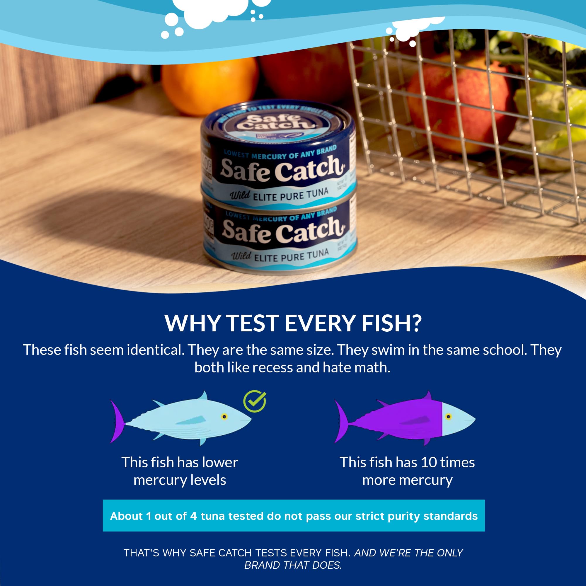 Safe Catch etiqueta con certificaciones Keto, Paleo y sin gluten, confianza