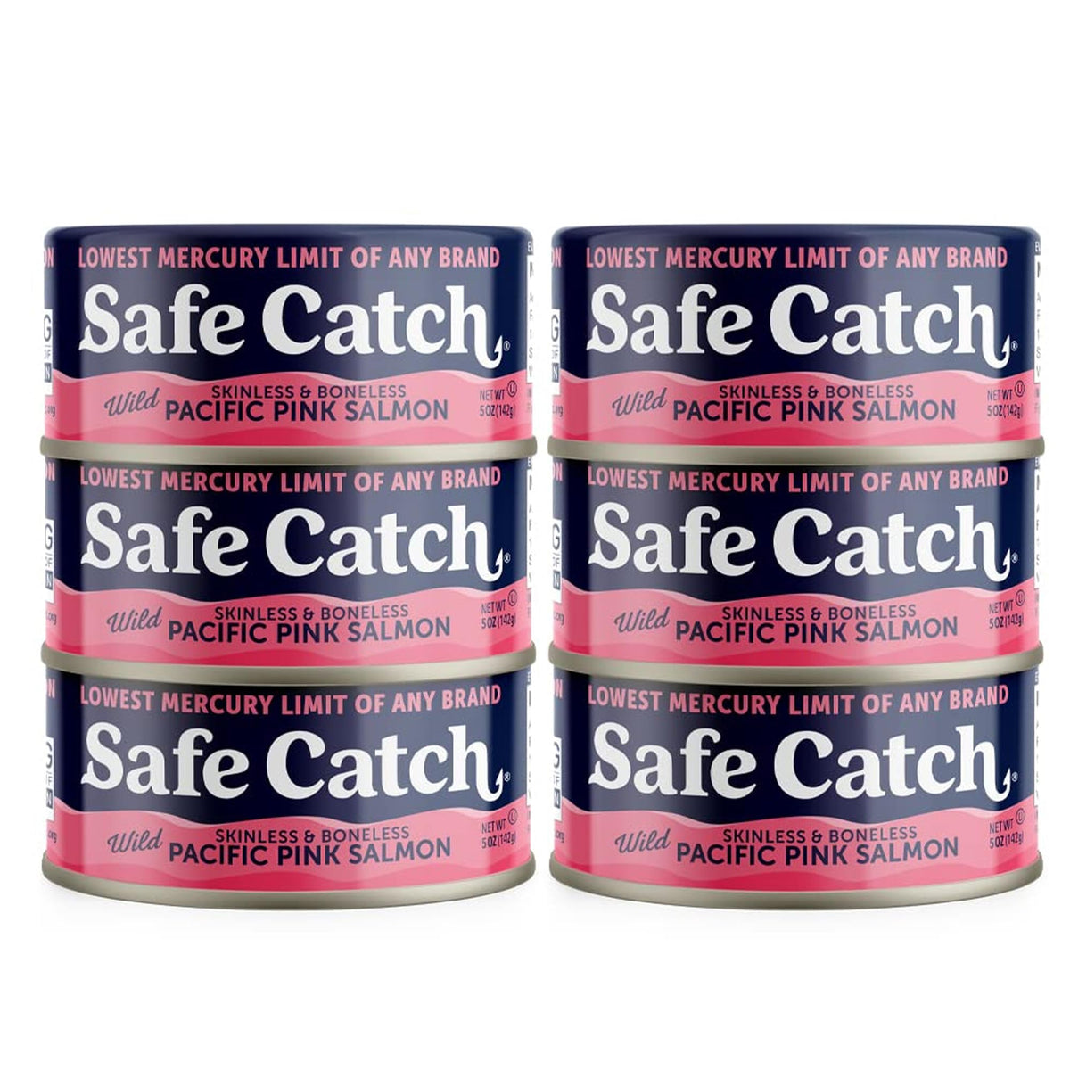 Safe Catch lata frontal mostrando etiqueta y tamaño, calidad visible