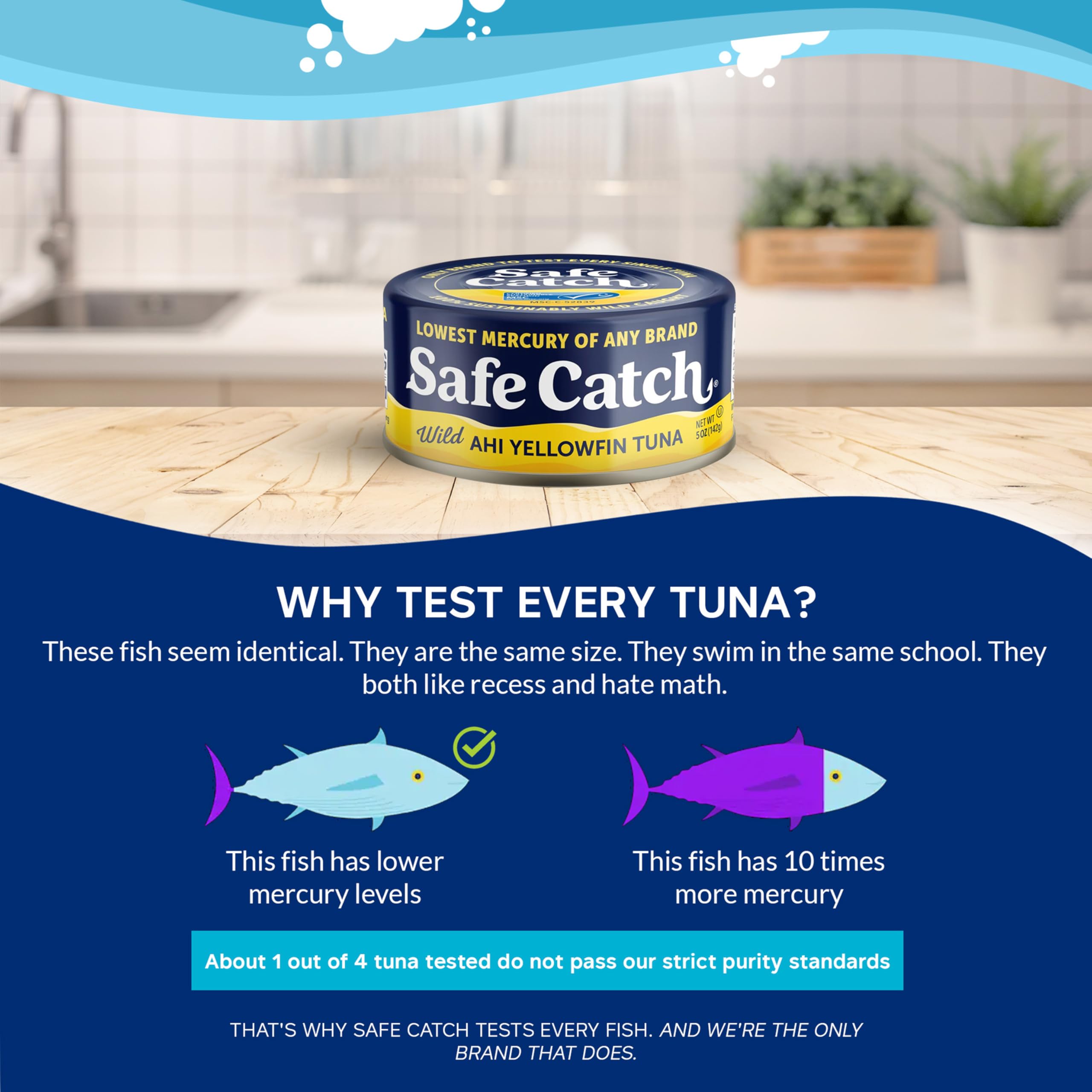 Safe Catch porción de atún en ensalada, aporta proteína y sabor