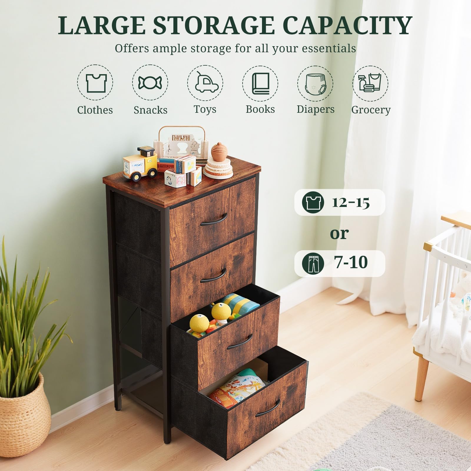 SageNest cómoda colocada en dormitorio pequeño optimizando espacio vertical