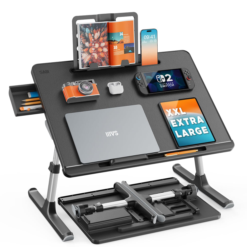 SAIJI front view of X-Large lap desk showing large tabletop and stability