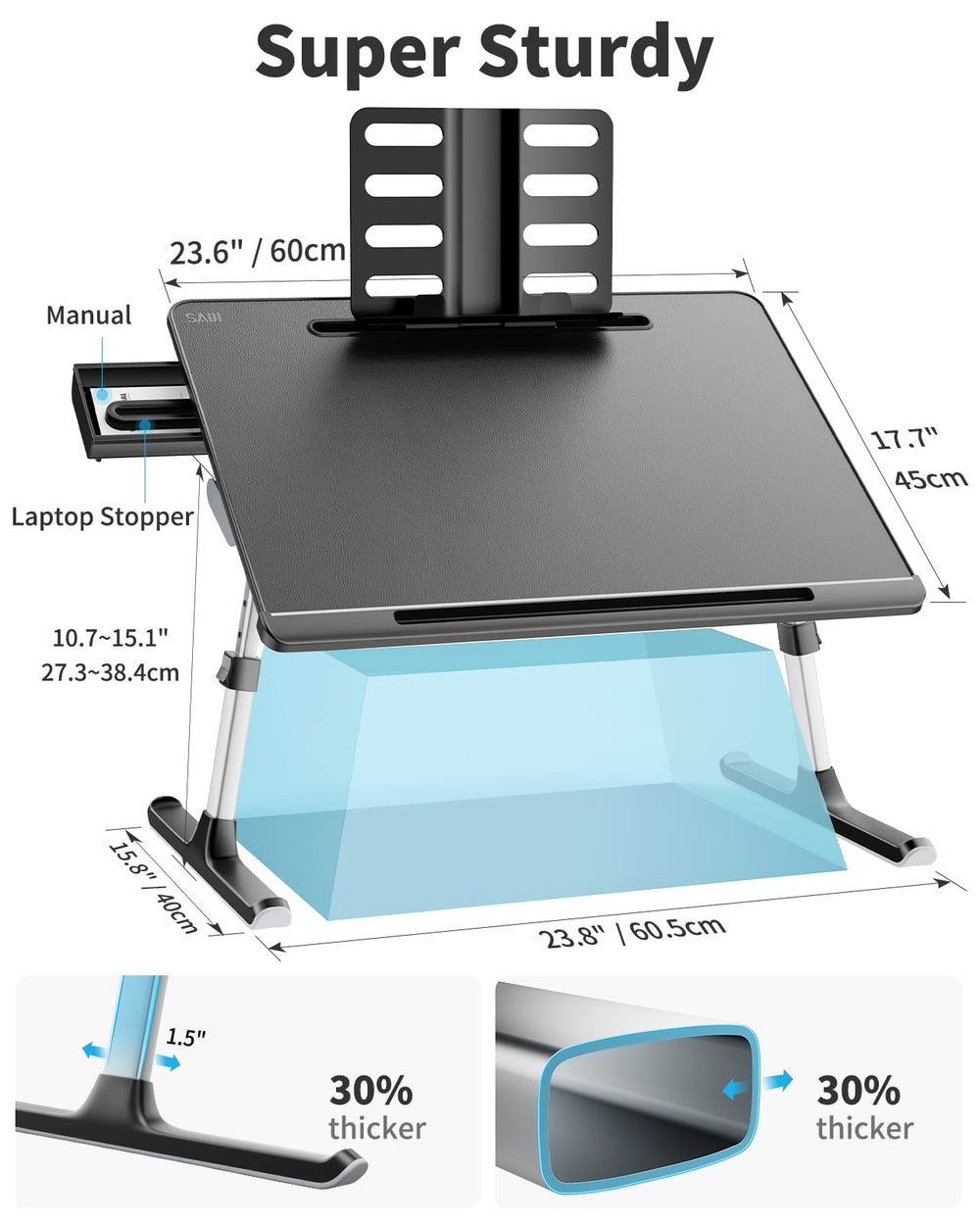 SAIJI lap desk in use on bed with laptop for comfortable work