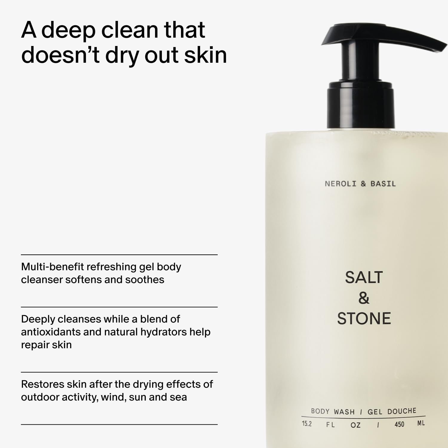 Salt & Stone comparación de tamaño 450 ml para referencia