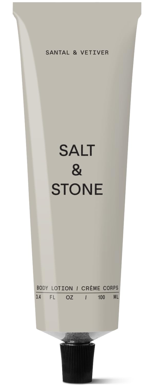 Salt & Stone frente del envase mostrando tamaño y diseño, hidratación práctica