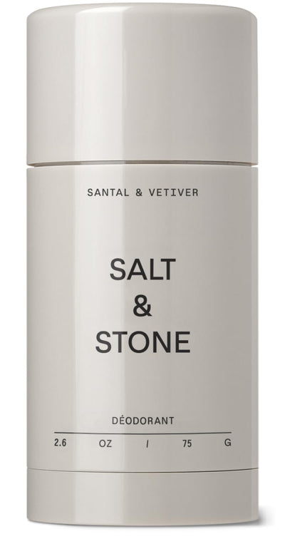 Salt & Stone envase frontal mostrando etiqueta y tamaño 74 g, protección duradera