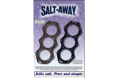 Salt-Away applied to boat engine with sprayer demonstrating effective salt removal