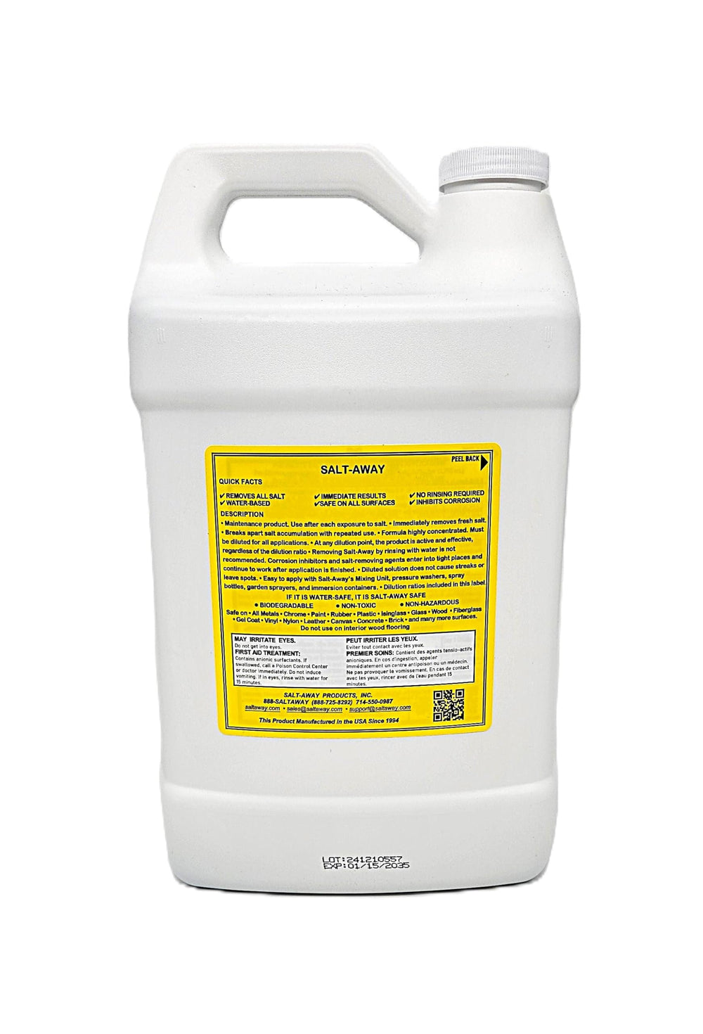 Salt-Away concentrate pouring from bottle close-up highlighting easy mixing