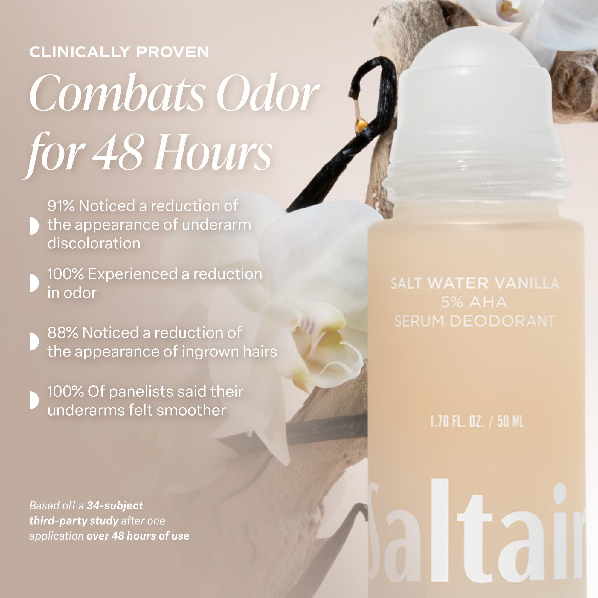 Saltair etiqueta con ingredientes clave para cuidado y suavidad