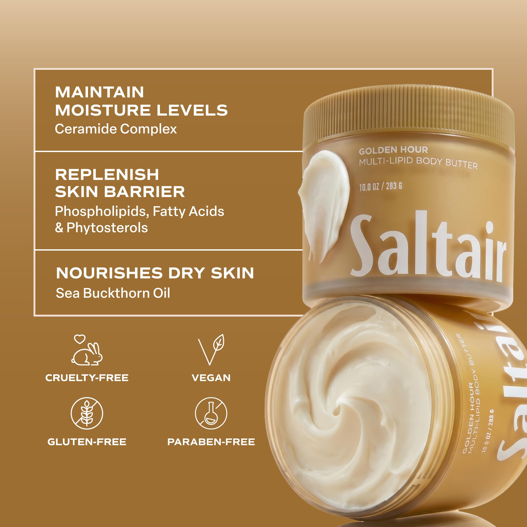 Saltair frasco abierto con manteca mostrando consistencia rica