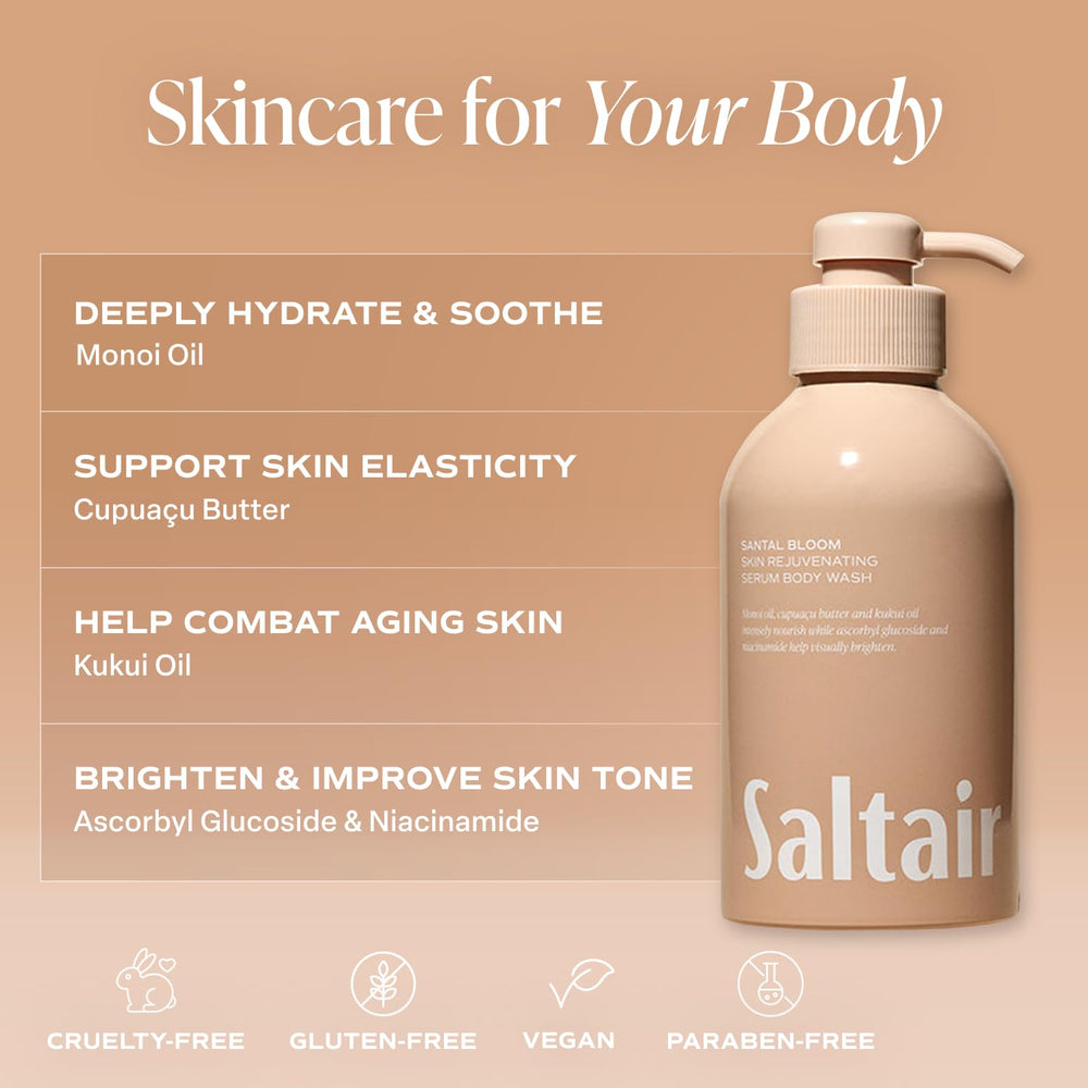 Saltair Pink Beach bottle label showing tropical scents and moisturizing benefits