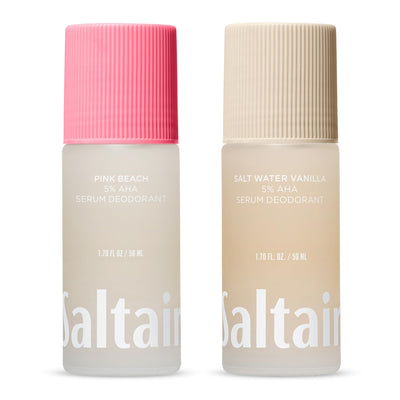 Saltair serum desodorante frente mostrando envase y beneficio cuidado de axilas
