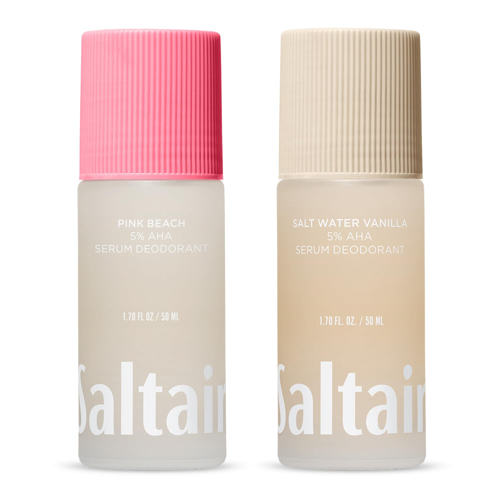 Saltair serum desodorante frente mostrando envase y beneficio cuidado de axilas