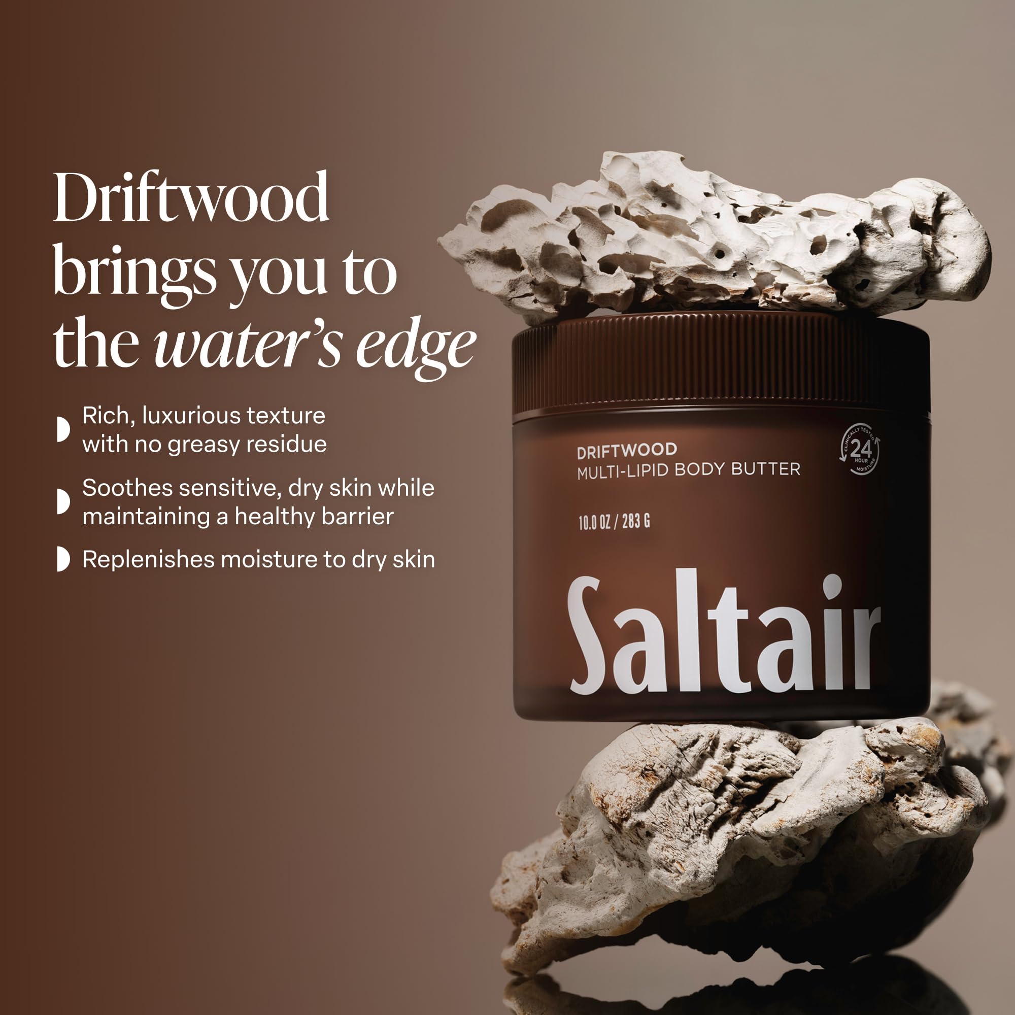 Saltair envase 10 oz junto a objeto para comparar tamaño real
