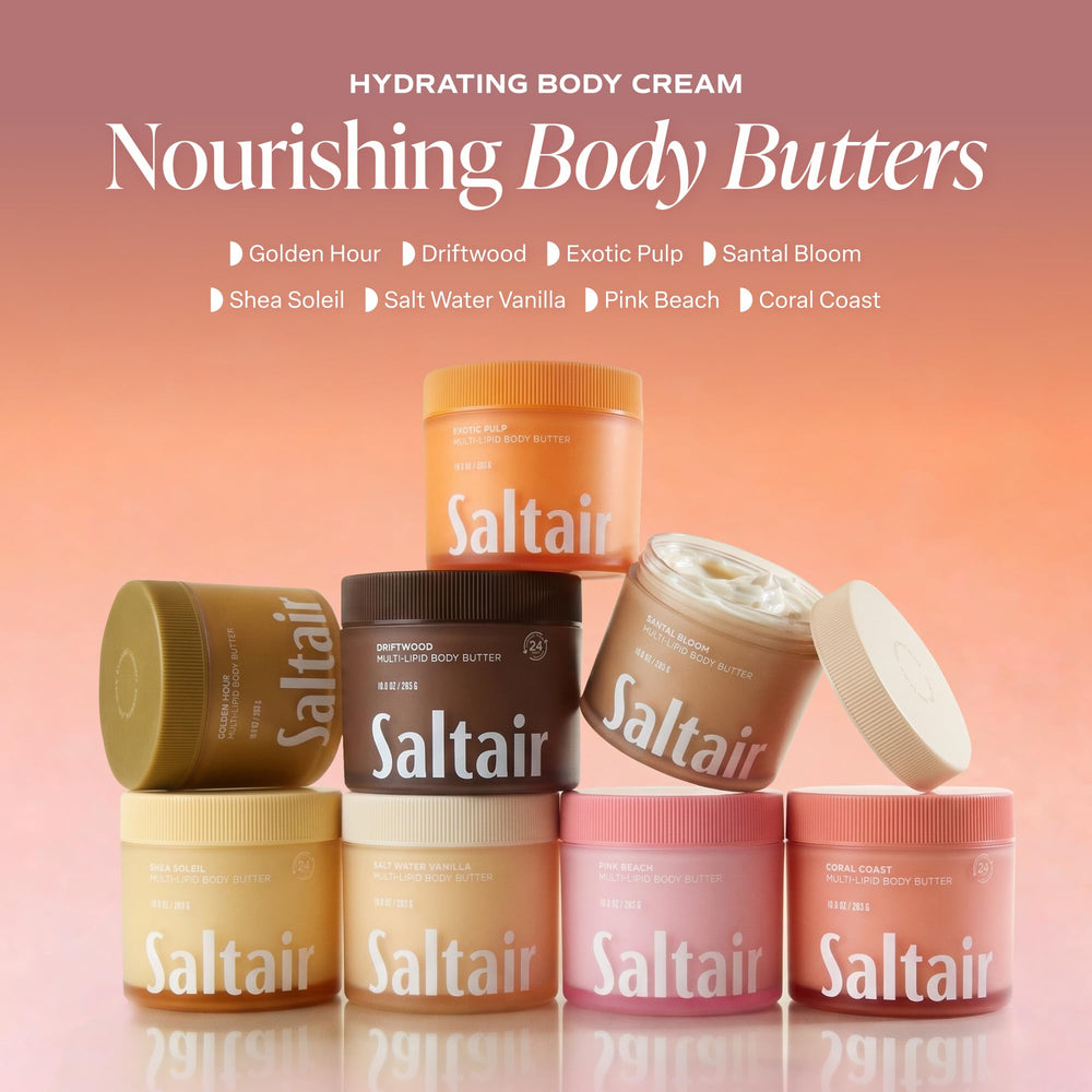 Saltair frasco de 10 oz junto a objeto para comparar la escala real
