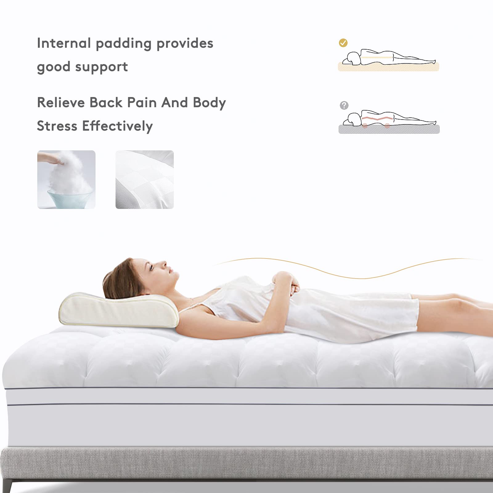 SameBed comparación de tamaño con regla para ver grosor extra y ajuste real