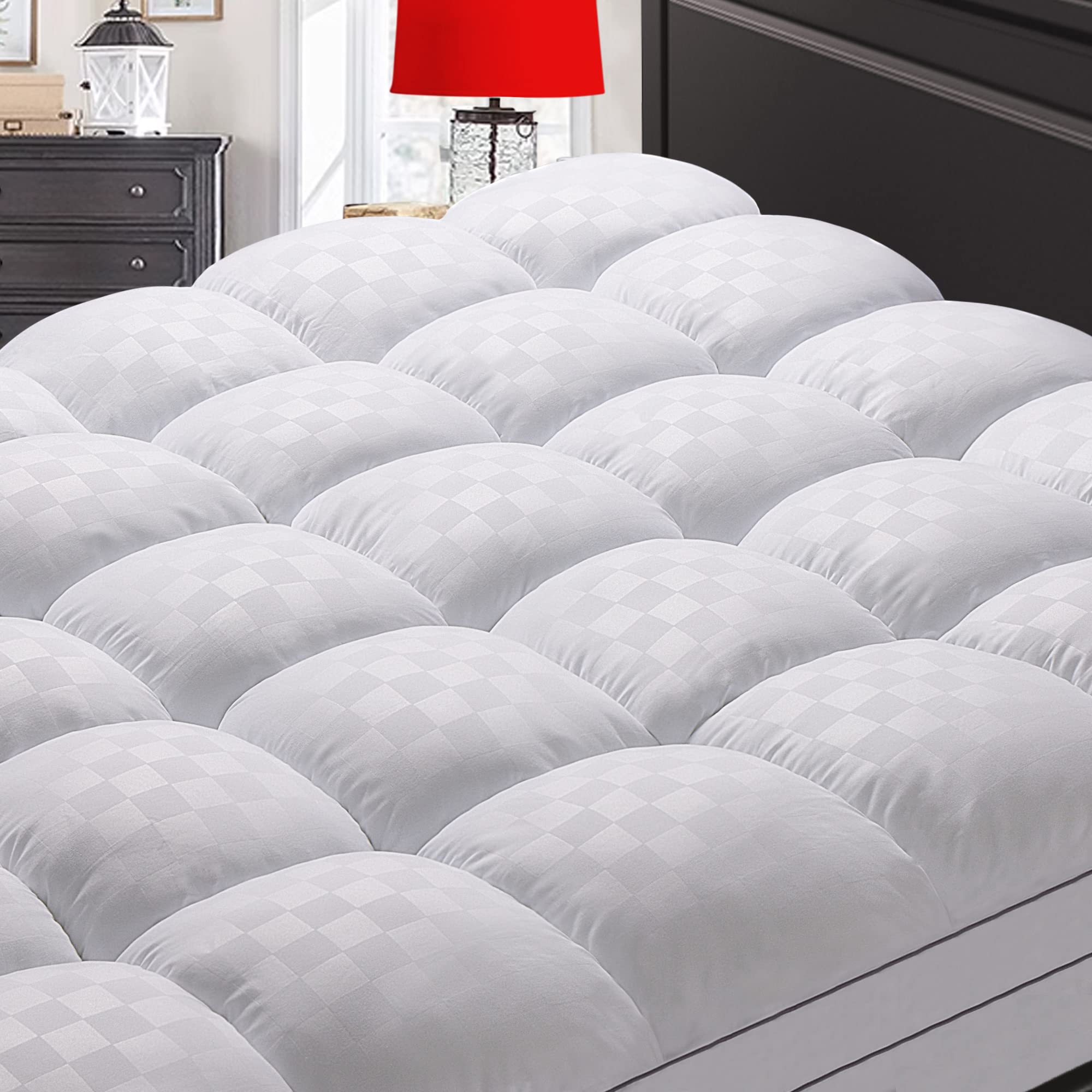 SameBed sobrecolchón King vista frontal mostrando acabado lujoso y confort
