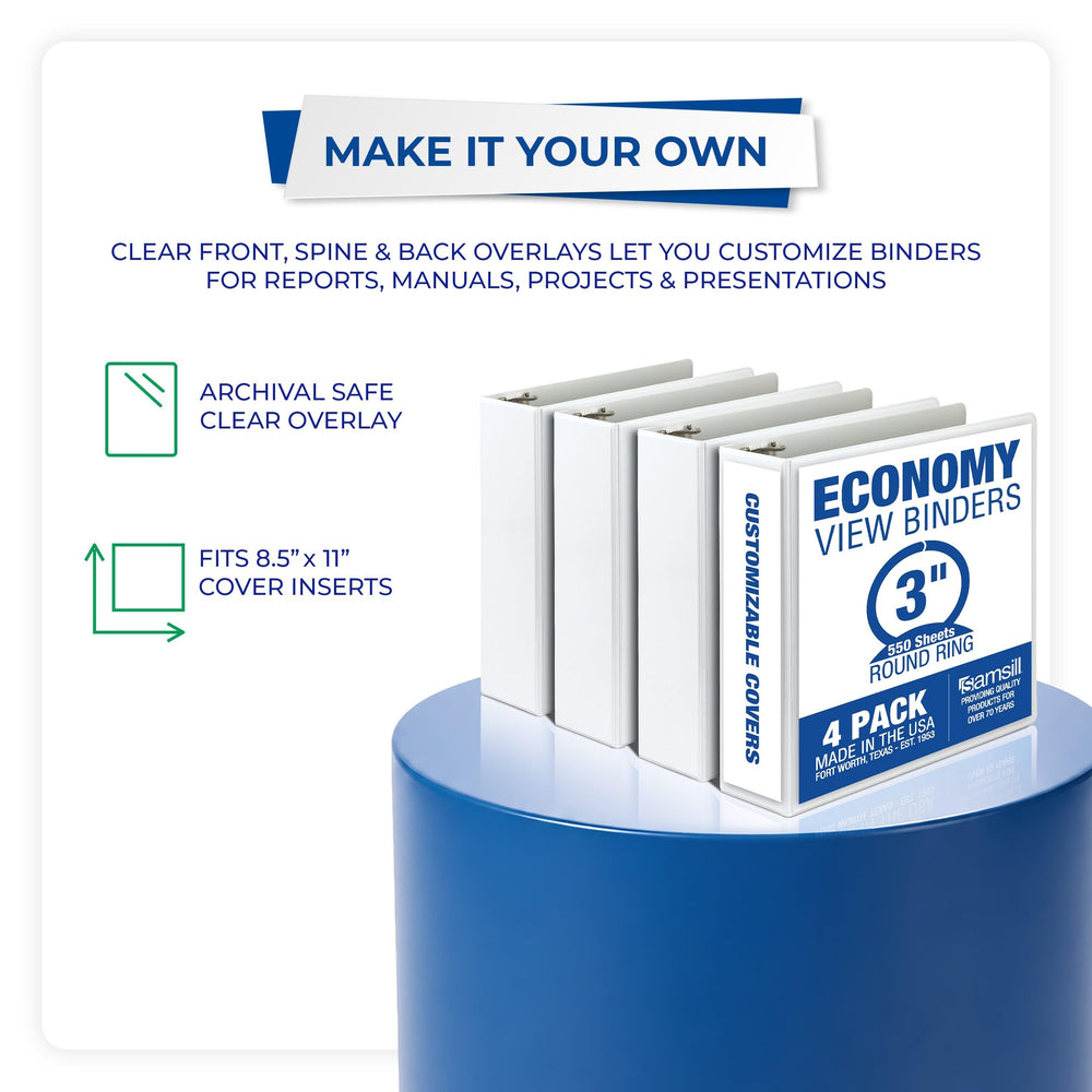 Samsill back-lid mounted rings holding pages flat for reduced wear