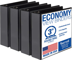 Samsill black binder front cover with clear view for quick labeling