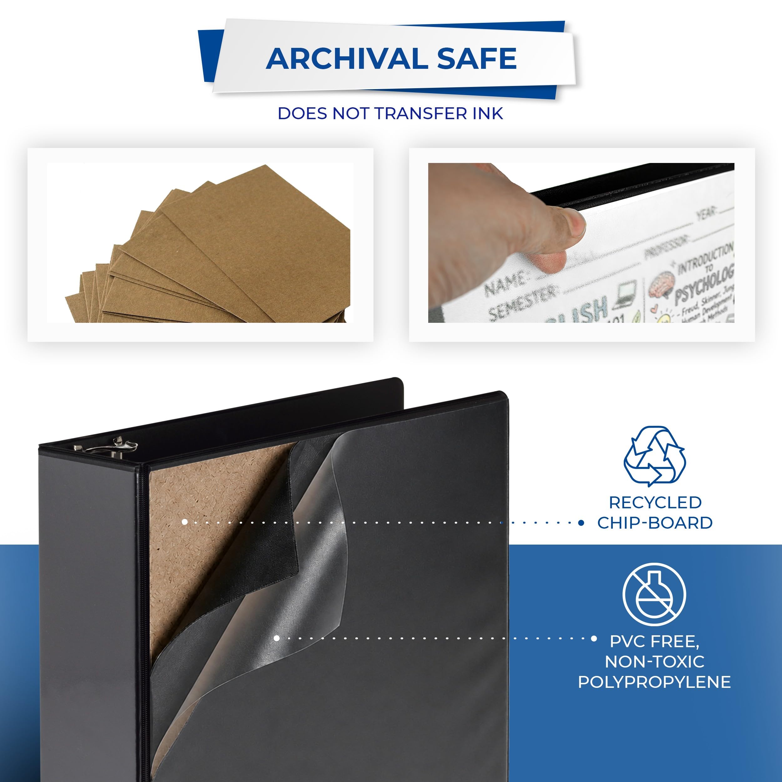 Samsill binder interior pockets holding loose documents for organized storage