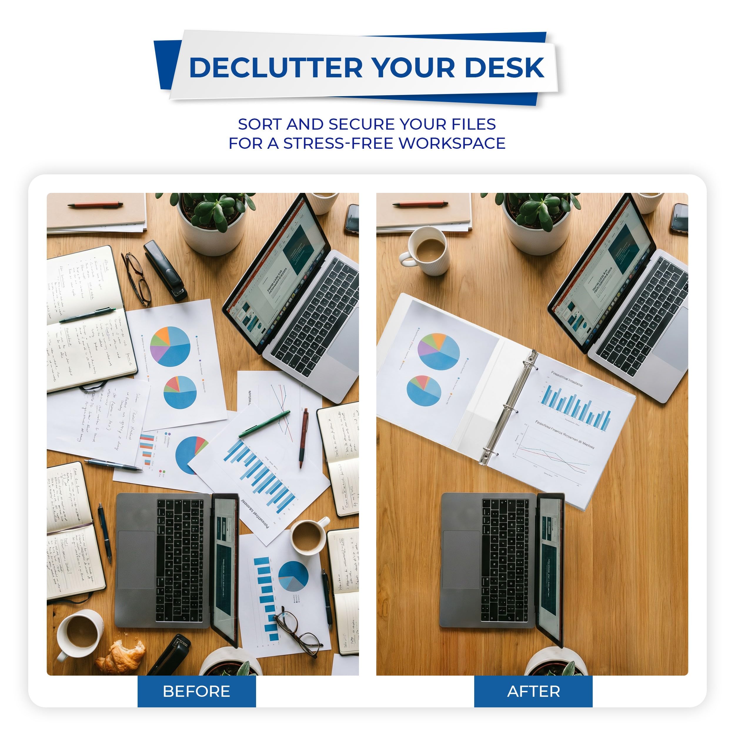 Samsill two clear interior pockets filled with notes and business cards for quick access