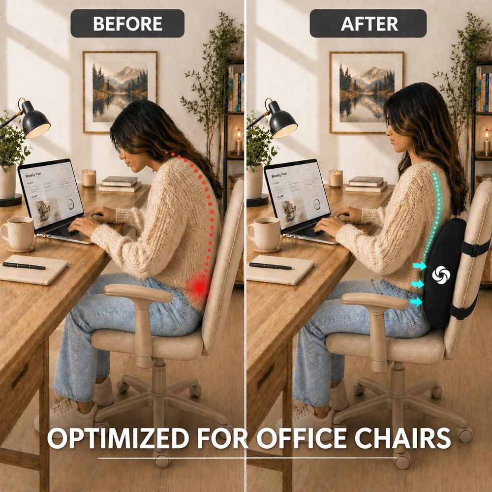 Samsonite side profile of lumbar cushion demonstrating contour fit