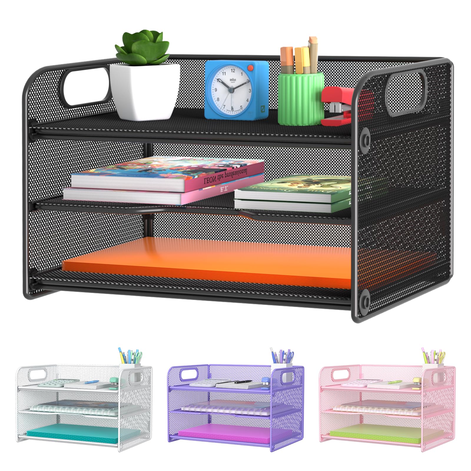 samstar vista frontal del organizador 3 niveles con orden visible