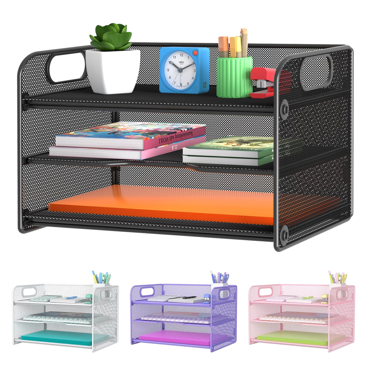 samstar vista frontal del organizador 3 niveles con orden visible