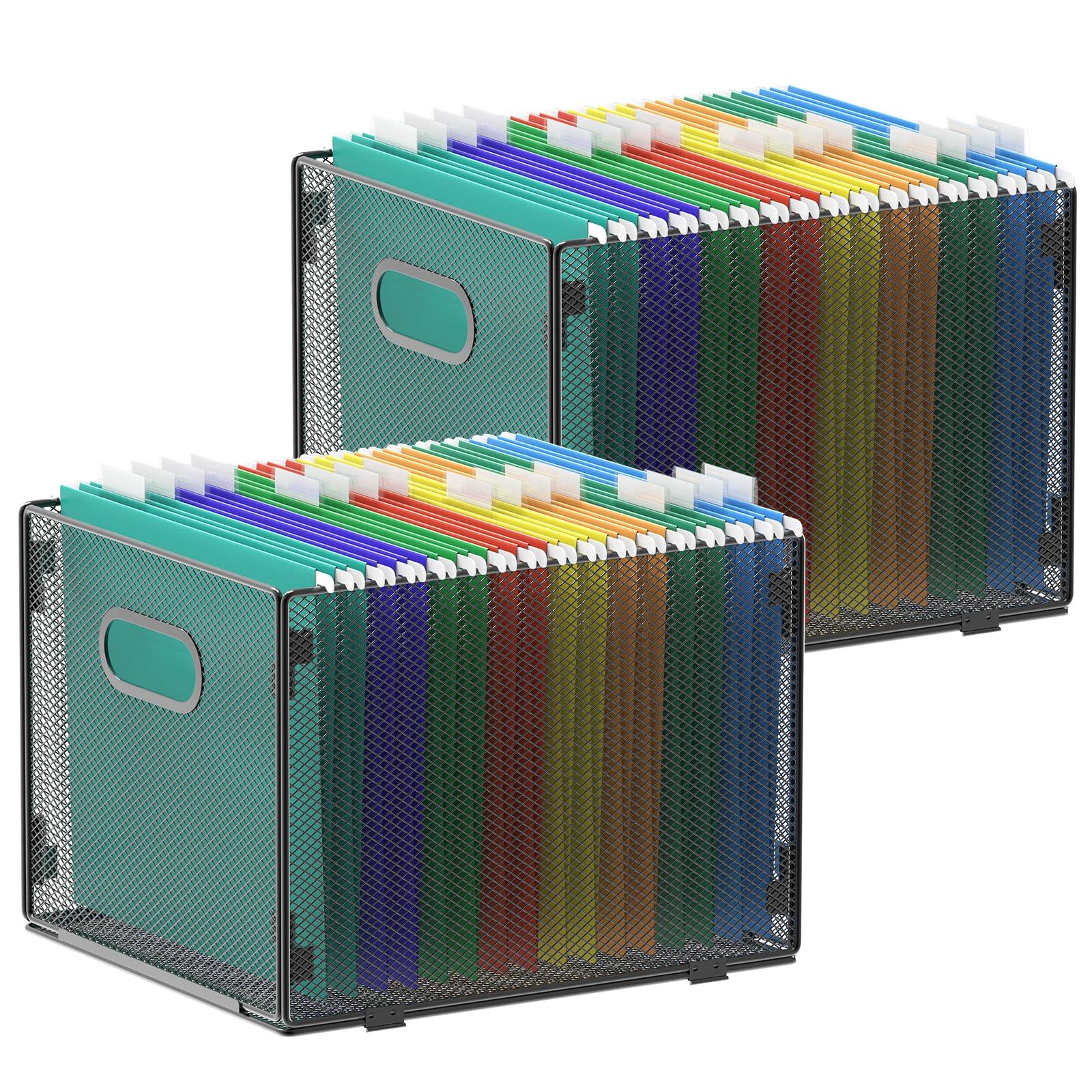 samstar vista frontal pack de 2 cajas de malla, organiza documentos fácilmente