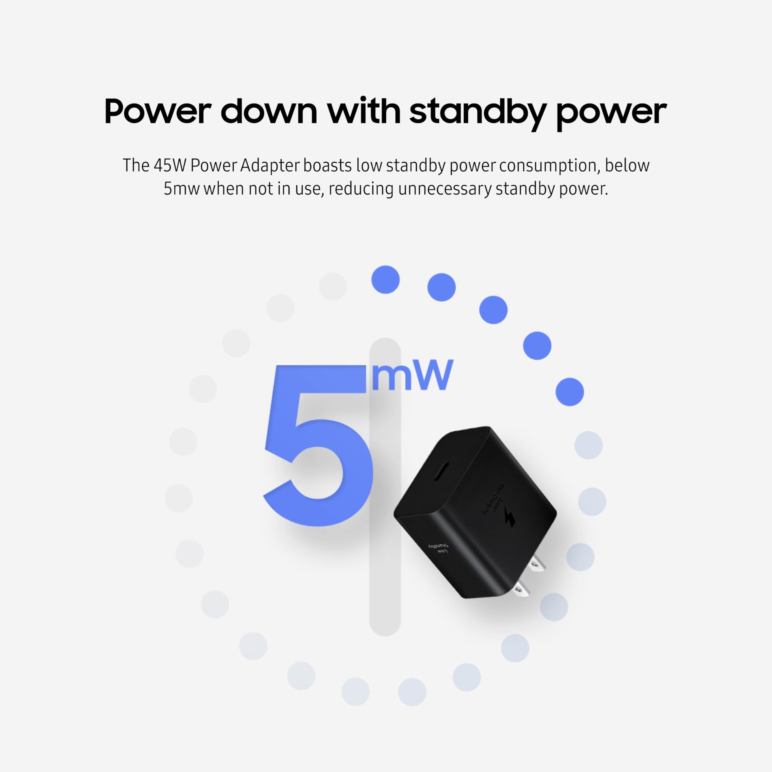 Samsung cargador 45W alimentando tablet, energía estable para pantallas grandes