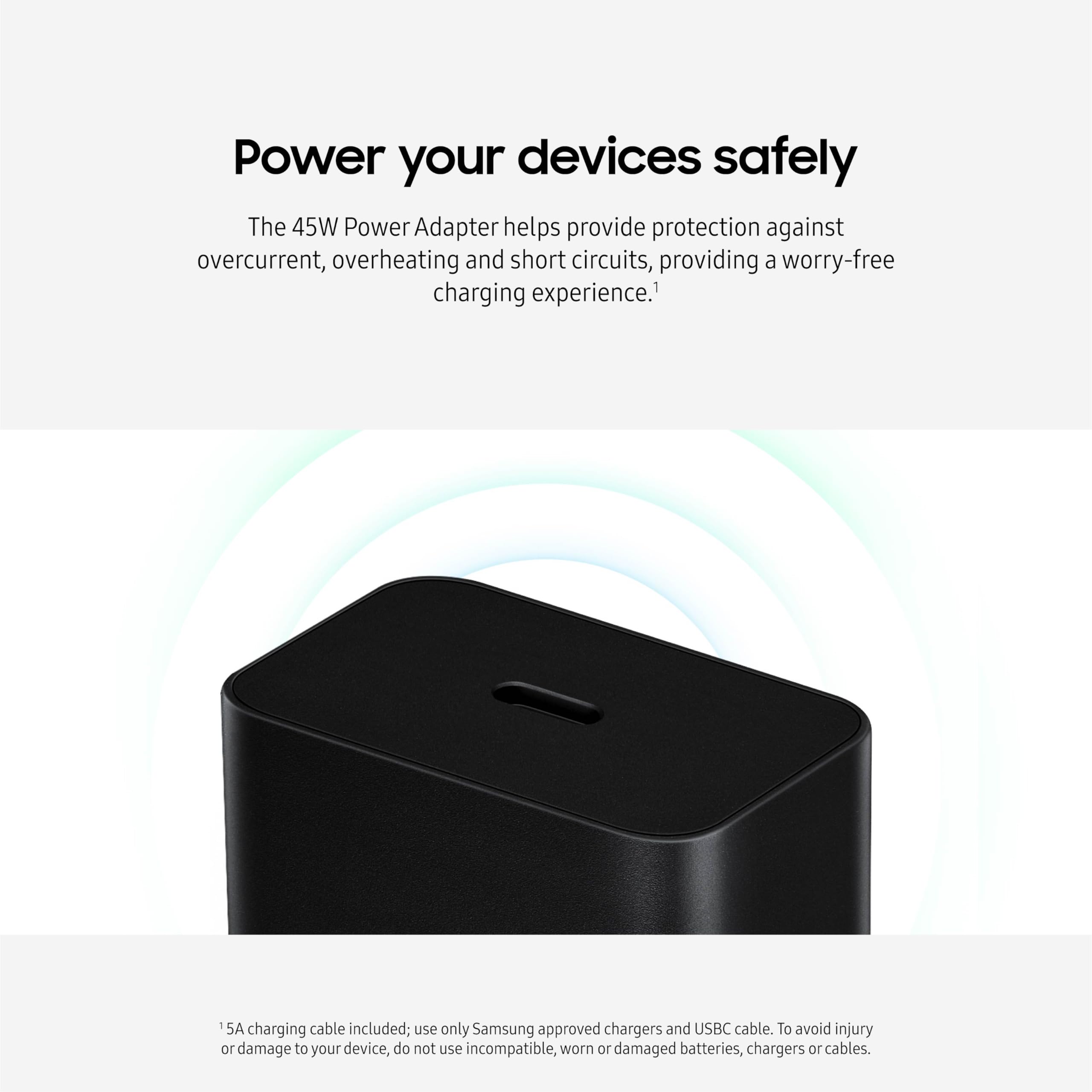 Samsung cargador 45W acabado y textura, material resistente y buen agarre