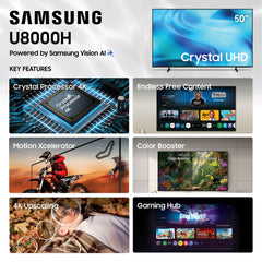 Samsung 50-inch U8000H close-up of screen texture with enhanced color impact