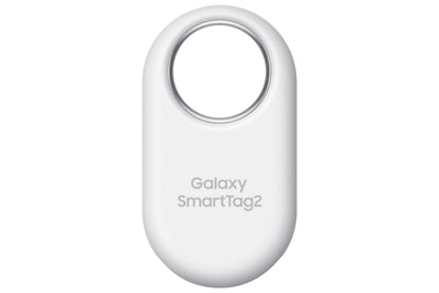 Samsung SmartTag2 front view showing compact design and attachment hole benefit locating items