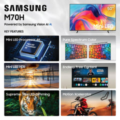 Samsung M70H detalle de retroiluminación Mini LED resaltando contraste