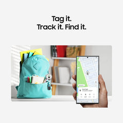 Samsung SmartTag2 attached to bag in everyday scene showing quick recovery benefit