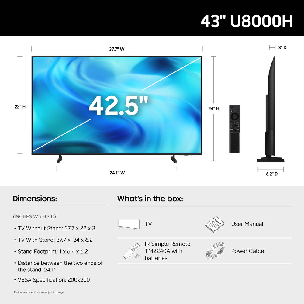 Samsung U8000H side profile highlighting thin design and space-saving placement advantage