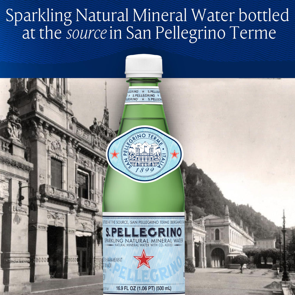 San Pellegrino vertiendo en vaso, refresco inmediato y claro