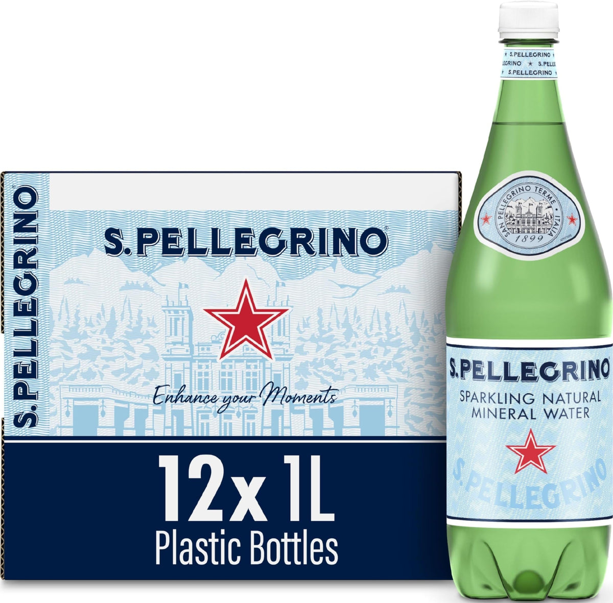 San Pellegrino pack frontal de 12 botellas, elegante para eventos
