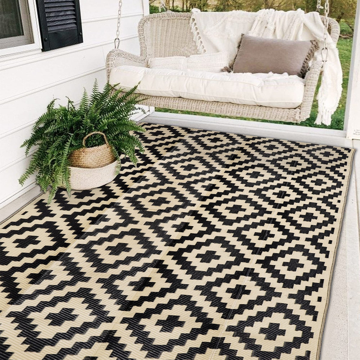 SAND MINE alfombra frontal 5x8 ft mostrando diseño reversible y utilidad