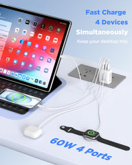 SandFox charger powering phone on bedside table showing convenience and extended cable reach
