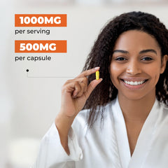 Sandhu's etiqueta legible que destaca 500 mg por cápsula y sin mezclas propietarias
