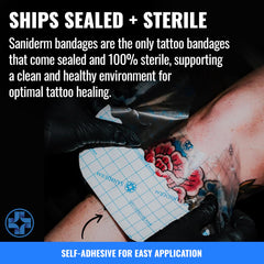 Saniderm aplicado en brazo para proteger el tatuaje fresco