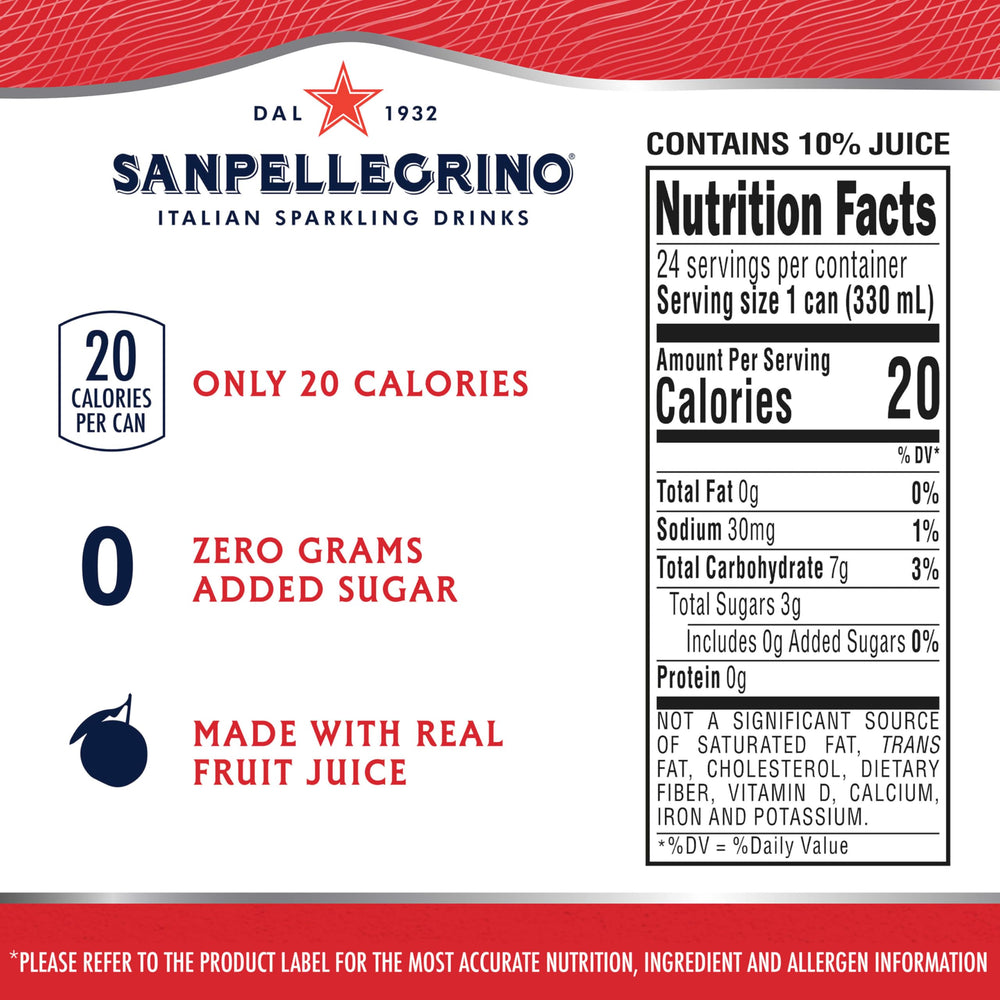 Sanpellegrino etiqueta en primer plano mostrando información del producto