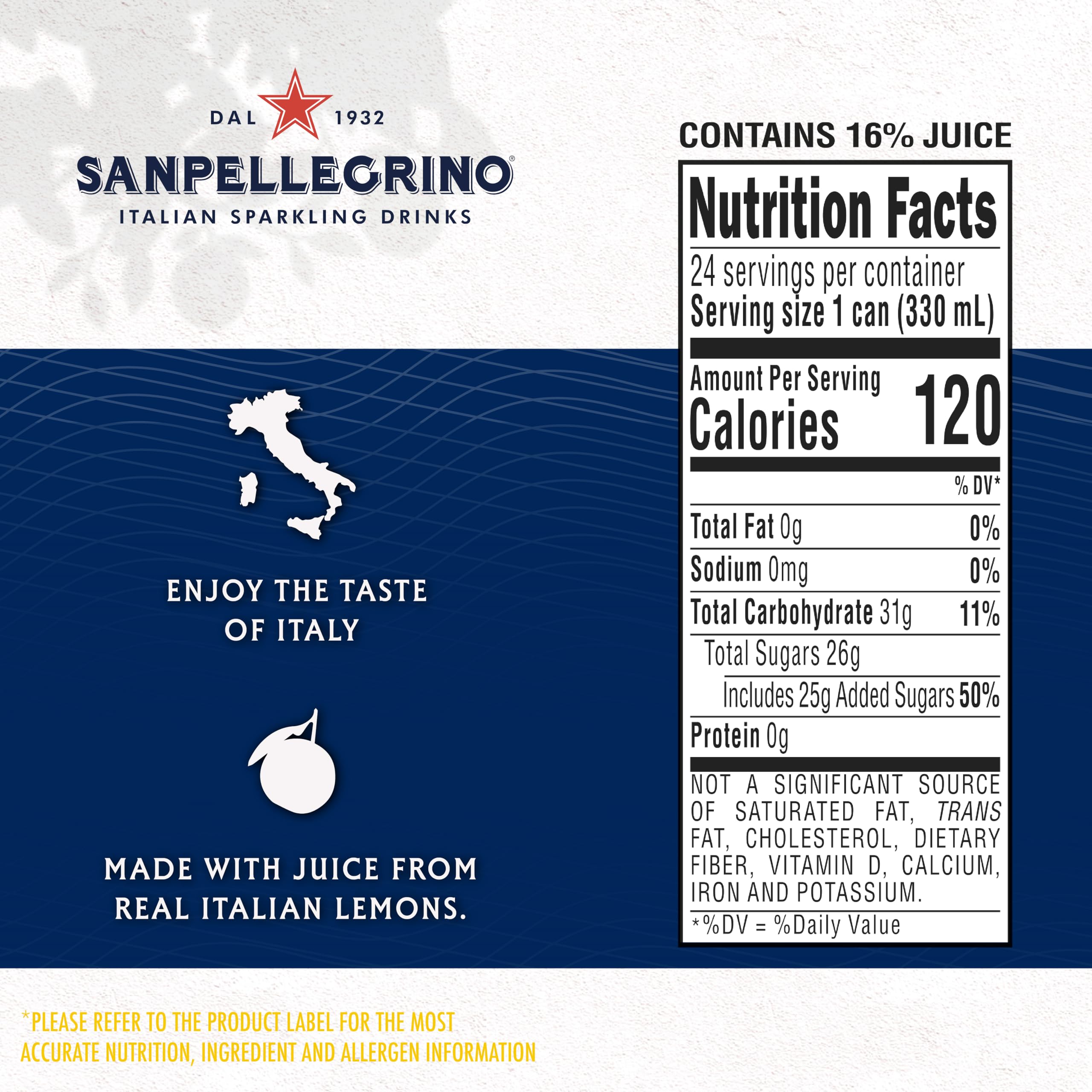 Sanpellegrino caja con 24 latas apiladas, beneficios de compra en pack