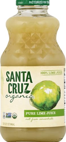 Santa Cruz Organic botella frente mostrando etiqueta y jugo puro, uso versátil