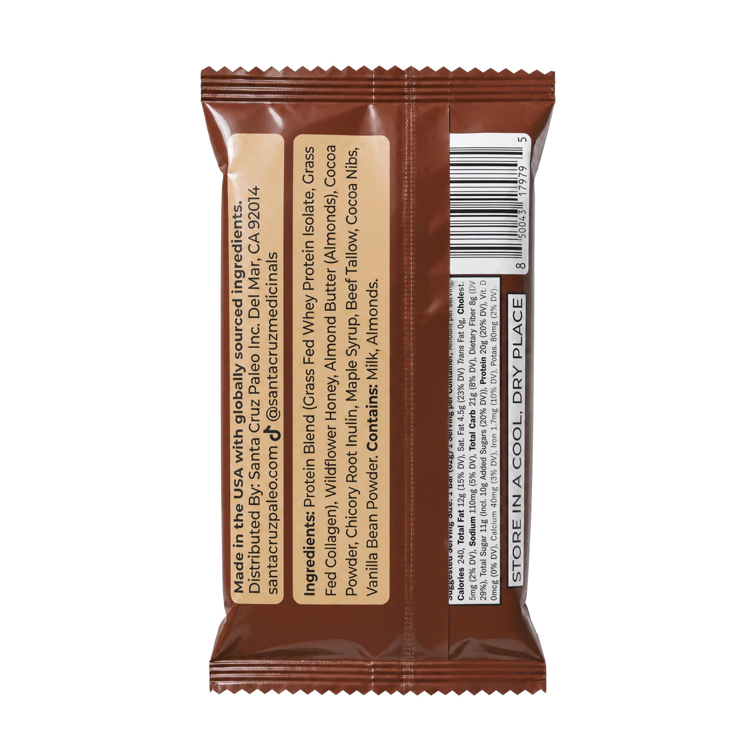 Santa Cruz Paleo ingredients display with honey and peanuts highlighting natural-sweetness benefit