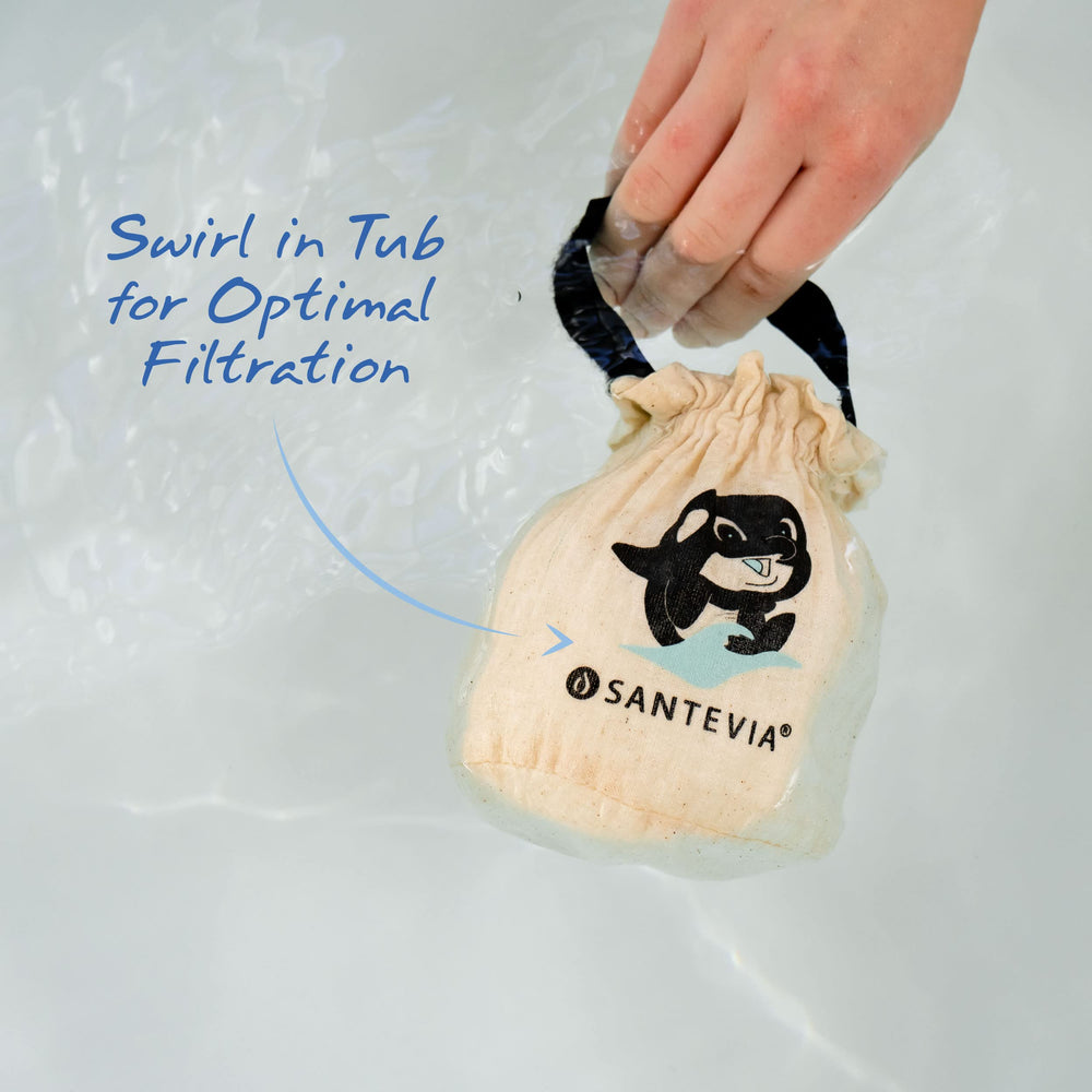 Santevia lifestyle bathroom setting conveying relaxing, mineral-enriched bath