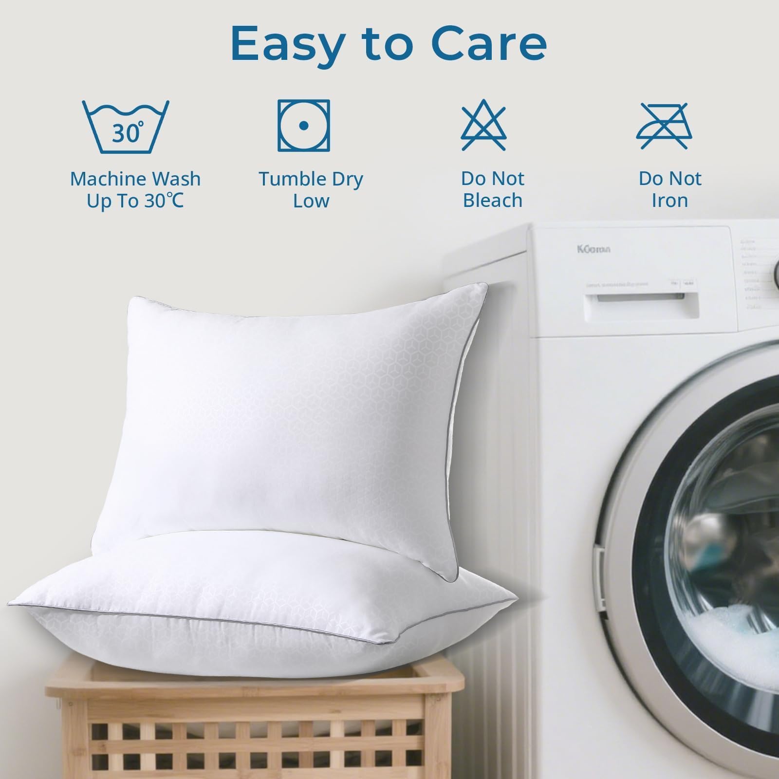 Sasttie almohada en secadora restaurando volumen tras lavado
