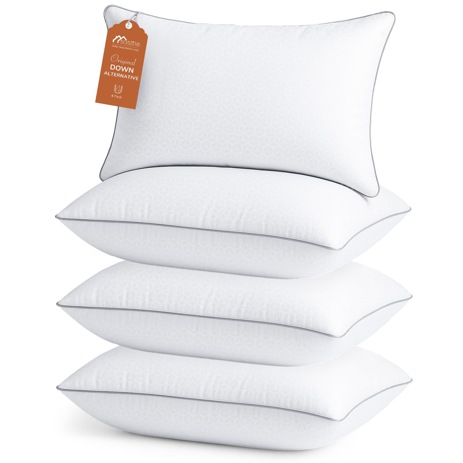 Sasttie front view of standard pillow pack showing hotel-quality look and comfort