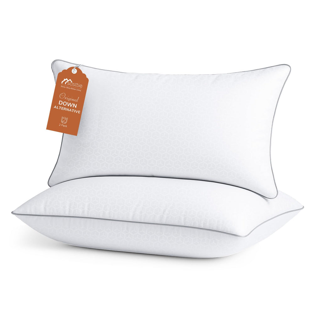 Sasttie almohada frontal mostrando funda y forma, soporte visible